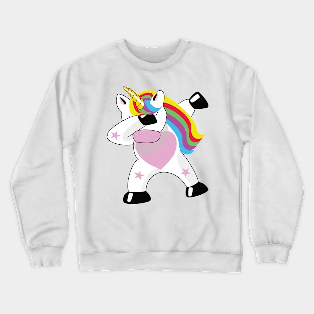 Dabbing Unicorn Funny Crewneck Sweatshirt by Jackys Design Room